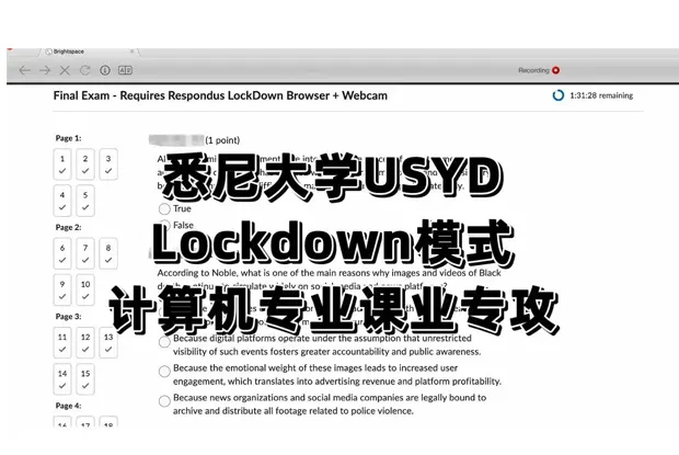 USYD悉大LockDown模式考试破解攻略：计算机专业高分无压力。全程护航